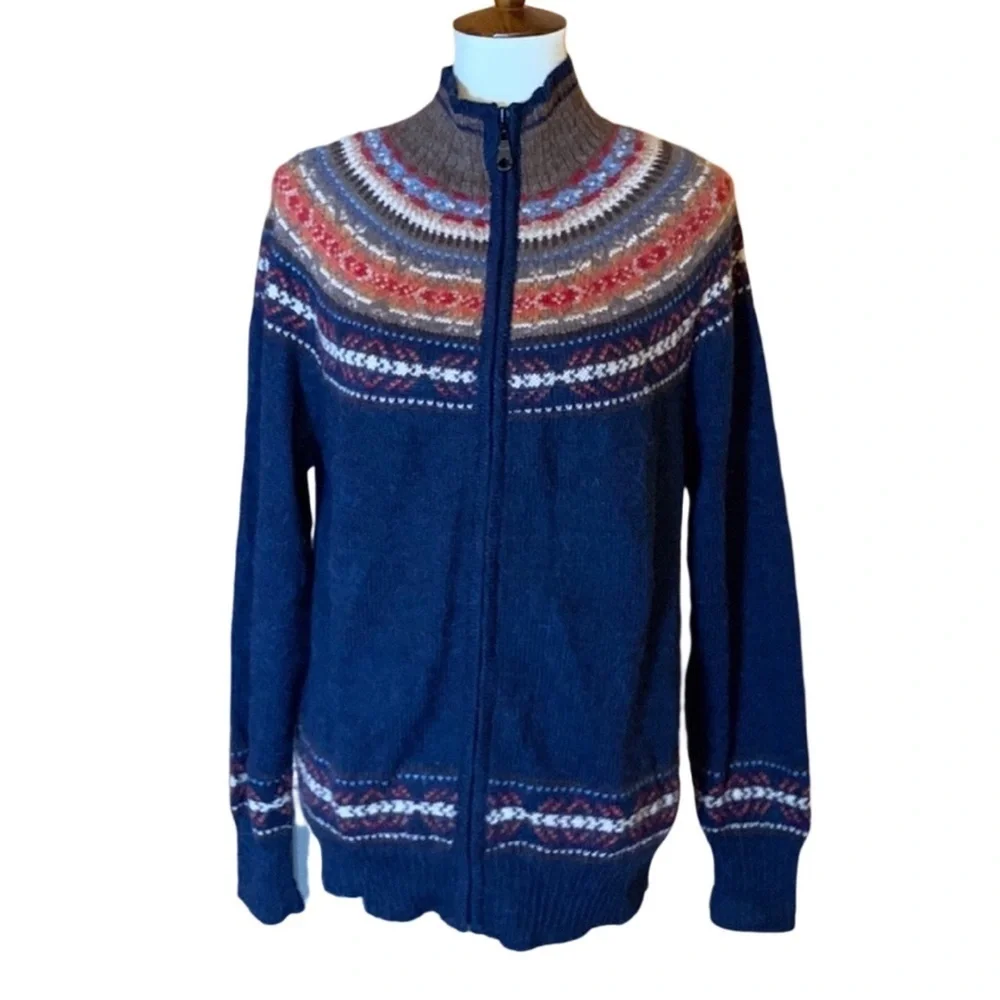 Peruvian Highlands by El Anyi alpaca Fair Isle cardigan sweater Size Medium - Picture 1 of 12